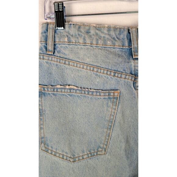 Zara High Rs Distressed Straight Leg Jeans Size 4 Light Button Fly Ripped Knees - Picture 13 of 14